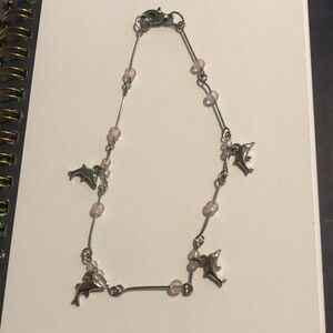 Charming Dolphin anklet with Pink rose quartz